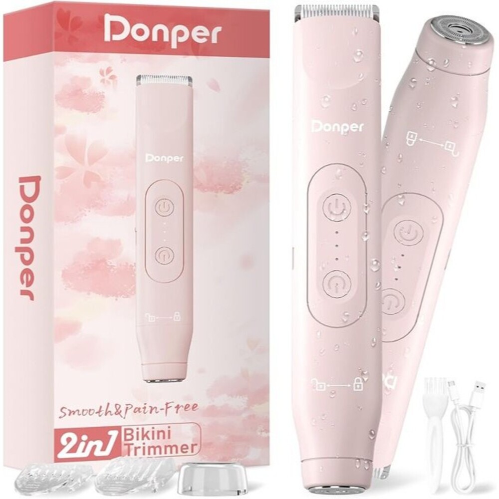 Bikini Trimmer for Women, 2 in 1 Electric Razors for Shower&Travel